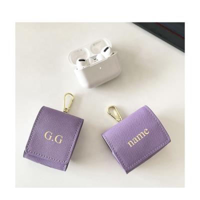 China Wholesale Lightweight Luxury Genuine Leather Portable Travel Earphone Case Cover For Airpods New Design Leather Case For Airpods pro for sale