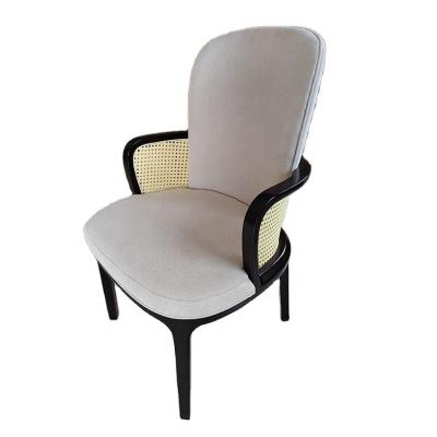 China Modern real back ash wooden antique rattan comfortable household dining table chair weaving chair for sale