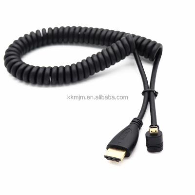 China Camera 90 Degree Down High Angle King Plated HD-MI Adapter Male To HD-MI Male Microphone To HD-MI Spring Cable for sale