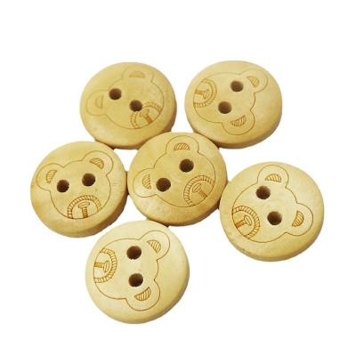 China New Hot Viable Fashion Wholesale Custom Sewing High End Custom Sewing Bear Buttons Wooden Round Button In Brown Color For Garment for sale