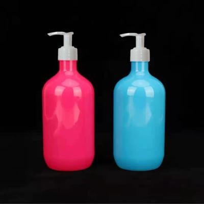 China Wholesale Cosmetic Wholesale Blue Rose Clear Plastic Bottle 500ML1L Customized Round Shampoo Lotion Bottle For Beauty Salon Industry for sale