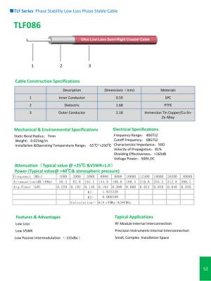 China TLE Series Phase Stability Low Loss Semi-Rigid Cable for sale