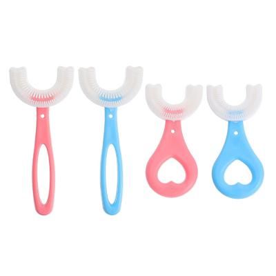 China New Home Safety Brush Manual Travel Kids Baby Toothbrush 360 Silicone Children U Shape Toothbrush For Training for sale