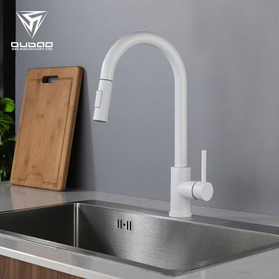 China Pull Out White 360 Degree Single Handle Kitchen Faucet Wholesaler 2 Way Sink Sprayer for sale