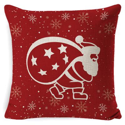 China Anti-Static Christmas Made Professional Anti-Static Elk Tree Throw Linen Cover Custom Printed Pillow Case for sale