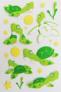 China grüne nette PVCflockige geschwollene Tieraufkleber für die Tabelle 3D dimensional zu verkaufen