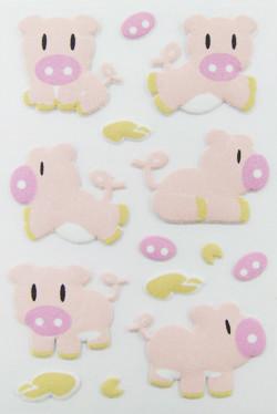 China Flockige rosa nette Tiergeschwollene Aufkleber aufkleber/3D PVCs, die Maß porkling sind zu verkaufen