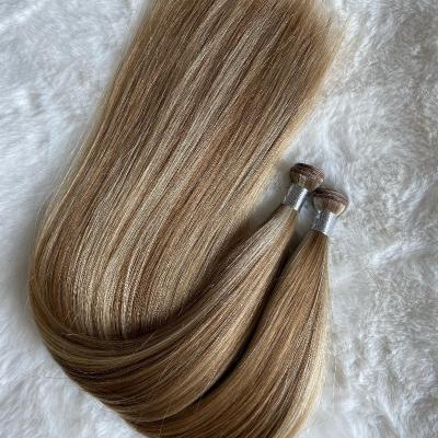 China Smoothest Hair Genius Weft 12A Double Drawn Virgin Russian Double Drawn Genius Weft Hair Extensions Human Hair for sale