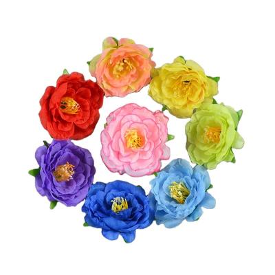 China Artificial Silk Camellia Flower Heads For Craft Work Artificial Camellia Silk Flower Heads Wedding Decoration for sale