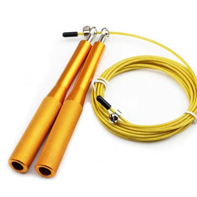 China Portable Premium Custom Logo Adjustable Fitness Metal Aluminum Supporting New Speed Yellow PVC Jump Rope for sale