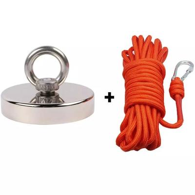China Industrial Neodymium Magnet 220lbs Permanent Strong Pull Strength Double Side Fishing Magnet for sale