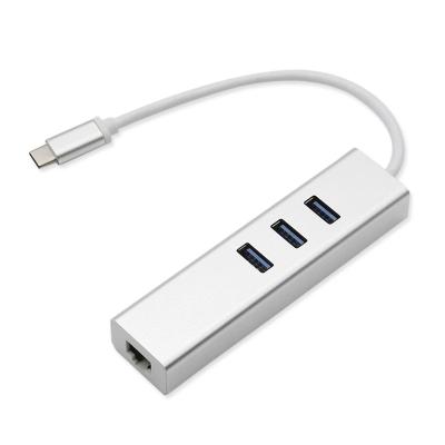 China Desktop USB USB HUB 3.0 Adapter 3 Ports USB Gigabit Ethernet to Rj45 Lan Network Card for Macbook Mac Desktop for sale