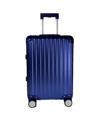 China Blue Aluminum Suitcases Set Travel Bag Aluminum Trolley Set Custom Factory Wholesale Trolley Bag for sale