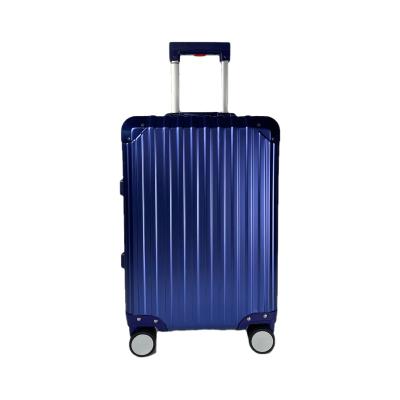 China Aluminum Custom Color Blue Luggage Sets TSA Lock Spinner Travel Suitcase Factory Moving Bags Luggage Trolley Set Suitcase for sale
