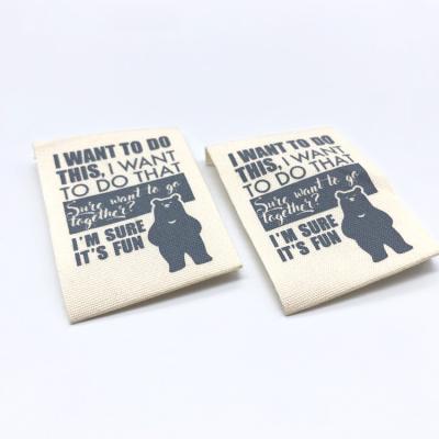 China Custom Brand Logo Printed Cotton Label For T-shirt Washable High Quality Organic Cotton Clothing Label for sale