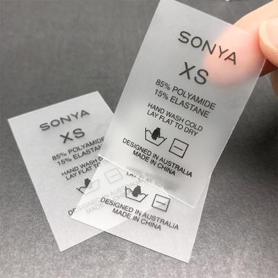 China Manufacturer Washable Custom Printed Logo TPU Label Custom Waterproof Transparent Wash Label With Size for sale