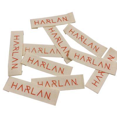 China Washable Custom Printed Organic Brand Cotton Label Tag Neck Label For Clothes for sale