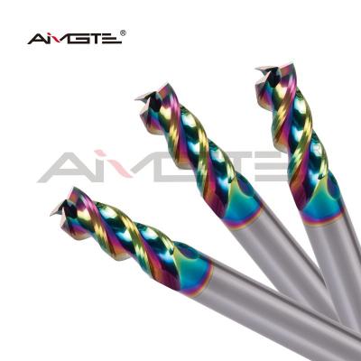 中国 U型スロットカット機 3 フルートカービッド フラットエンドミール 4mm - 20mm カラーコーティング付き 販売のため