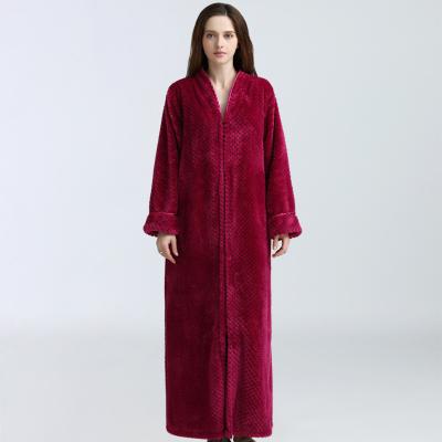 China Women's Home Robe Zipper Plush Fleece Zipper Plush Ladies Robe Breathable Long Robe Full Body Sleepwear Women's Loungewear for sale
