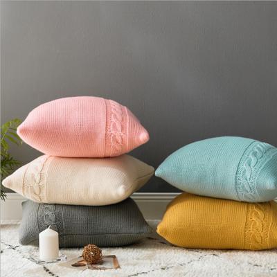 China Kintted Square Fashion Solid Pink Home Decor Viable Luxury Throw Sofa Pillow Cushion for sale