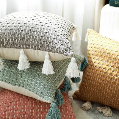 China Sustainable Handwork Boho Cushions High Quality 100% Cotton Cushion Pillow Cushion Luxury Decorative Pillows For Sofa Home Decoration for sale