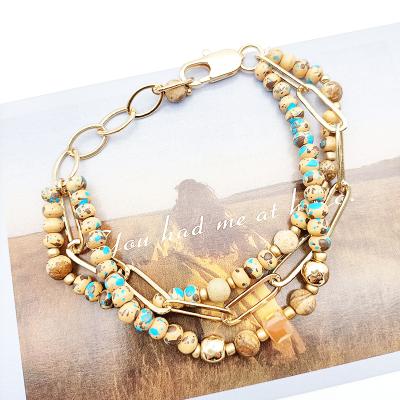 China New Design Women's Metal Jewelry Environmentally Friendly Natural Pearl Beads Multi Strand Chain Women's Adjustable Bracelet for sale