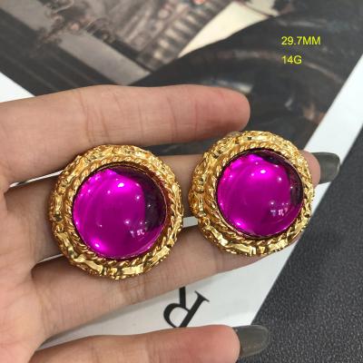 China CLASSIC factory new OEM ODM trend 18K gold plated round stud earring clips 925 Sterling Silver Pin Fashion Jewelry for sale