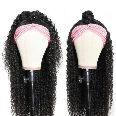 China Glueless Curly Deep Wave Afro Curly Headband Wig, Afro Curly Hair Headband Wig For Women, Afro Curly Brazilian Headband Wig Women for sale