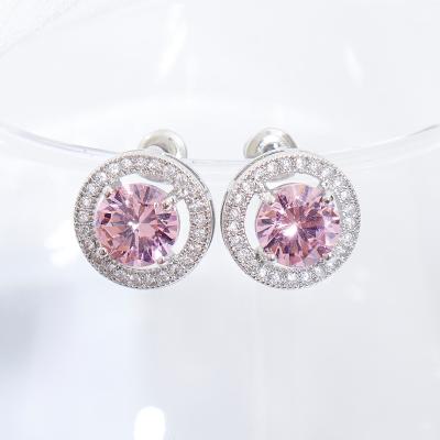 China TRENDY Korean Fashion Bow Knot Circle Cute Zircon Crystal Gold Plated Stud Earrings for Women Girls Jewelry Wedding Bridal Gift for sale