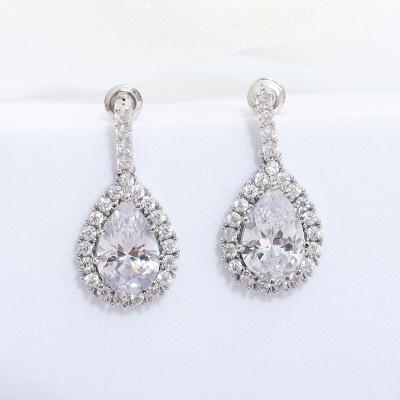 China Elegant Lady Luxury Earrings Beautiful Girls Drop Earrings Huitan Jewelry Bling Bling Women Pear FASHIONABLE Romantic Noble Zircon for sale