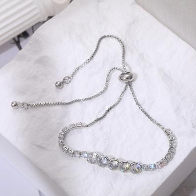 China Wholesale Fashion Accessories TRENDY Europe and America Gold Plated Zircon Inlaid Diamond Adjustable Bracelet Chain Anklet for sale