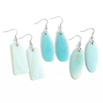 China FASHIONABLE Fashion Amazonite Natural Stone Earring Sets Designer Women Jewelry Luxury 2022 Custom Earrings for sale
