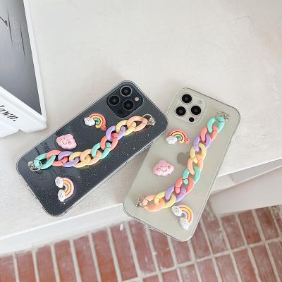 China Anti-fall Fashion Rainbow Chain Design Mobile Phone Back Cover Shockproof Housing For iPhone 12 13 Pro Max Case for sale