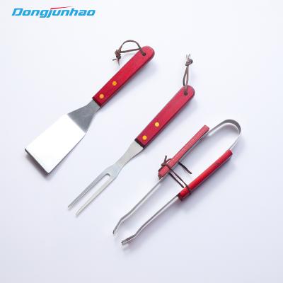 China Easily Cleaned Accessory 3 Piece BBQ Professional Grilling Tool Kit Stainless Steel Grill Tool Kit for Garden BBQ for sale