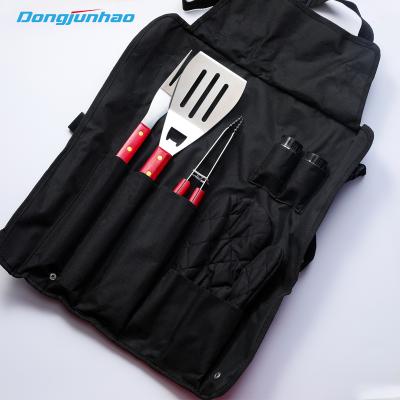China Chinese Wholesale Easily Cleaned BBQ Tools Grill Black Apron Barbecue Grill Tool Kit For Party Accessories for sale