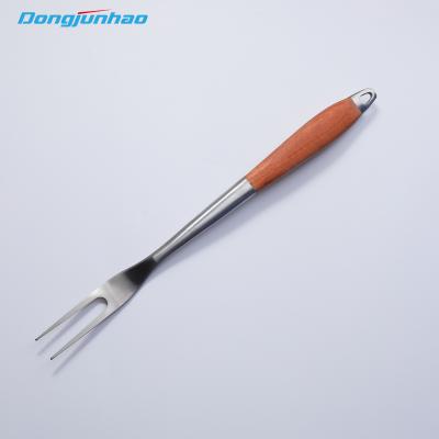 China New Design BBQ Grill Tools Easily Cleaned Premium High Quality Metal BBQ Stainless Steel Forks With Wooden Handle for sale
