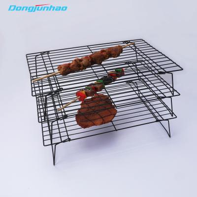 China Factory Direct Sale Easily Cleaned OEM GRILL Non Stick 3 Layer Collapsible Mesh Cooling Racks For Grilling for sale