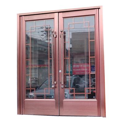 China Heat Insulation Aluminum Store Front View Glass Commercial Entrance Doors for sale