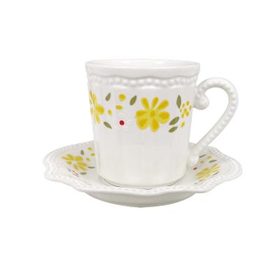 China Japanese Style Luster Tea Cup Viable Saucers Set Milk Water Tea Spresso Cappuccino Coffee Latte Ceramic Cup Set With Saucer for sale