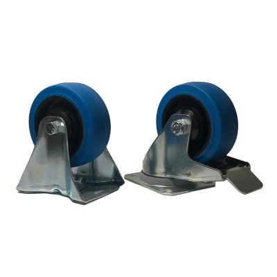 China Other 4 Inch Wheel Industrial Caster Blue Rubber Swivel Caster For Flight Case for sale