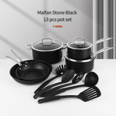 China New Arrival Kitchen Stainless Steel 13 Pieces Nonstick Cookware Set Triple-layer Steel Cooking Pot Set for sale