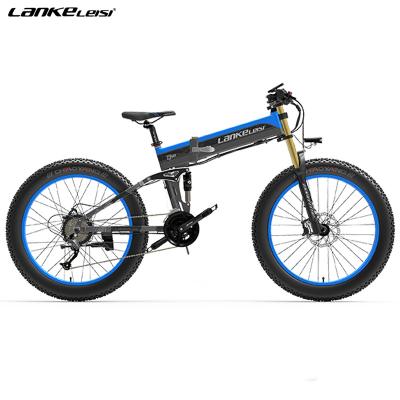 China LANKELEISI XT750PLUS 26 Inch Aluminum Alloy Folding Fat Tire Electric Bicycle 27 Speed Mountain Bike 48v 13ah 1000w for sale