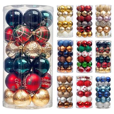 China Palstic Christmas Decoration Supplies 6cm Plastic Ball Painted Christmas Ball Set Special Shaped Electroplating Pendant for sale