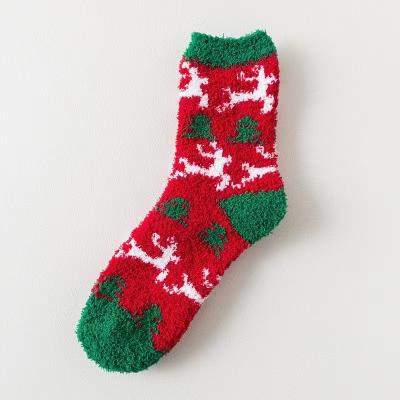 China Brushed Cotton / Polyester Fabric Christmas Stockings Thickened Warm-keeping And Cold-proof Plush Cartoon Home Room Santa Claus Socks for sale