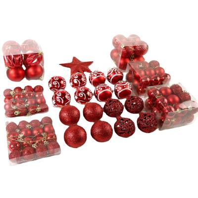 China Palstic Christmas Decorations Shaped Hollow Painted Christmas Ball Gift Set Christmas Tree Decoration Pendant for sale