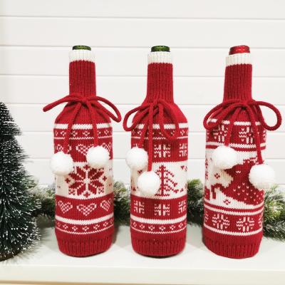 China Bases for Creative Knitted Christmas Tree Elk Snowflake Christmas Bottle Cover Decoration Christmas Ornaments 2020New for sale