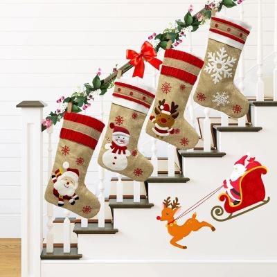 China Bases for Hot Sale Christmas Decorations Canvas Embroidery Christmas Socks Gift Bag Christmas Decoration Pendant 2022New for sale