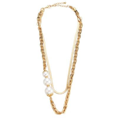 China Cuban Link Chunky Necklace Miami Double Layered Snake Chain Choker Punk Thick Chain Necklace 14k Gold Copper Alloy Plated for sale