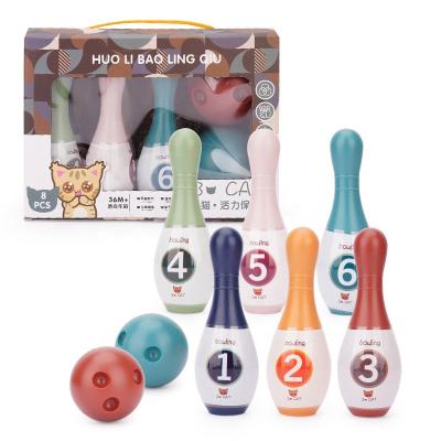 China Sports Toy Hot Selling Mini Bowling Ball Set For Kids Toy Rolling Color Set 2 Bowling Balls And 6 Pins Sets Kids Educational Games for sale