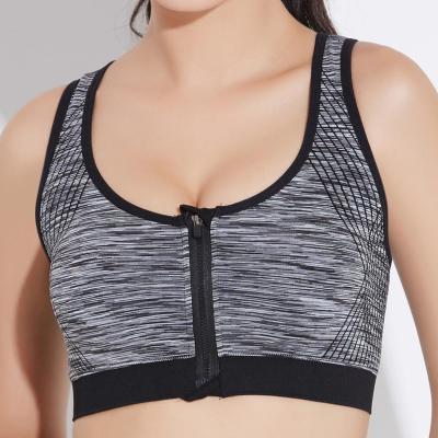 China Breathable 2105 Top Sports Bra Quick Dry Female Fitness Underwear Seamless Push Up Workout Sexy Front Zipper Close Wear For Women OEM for sale
